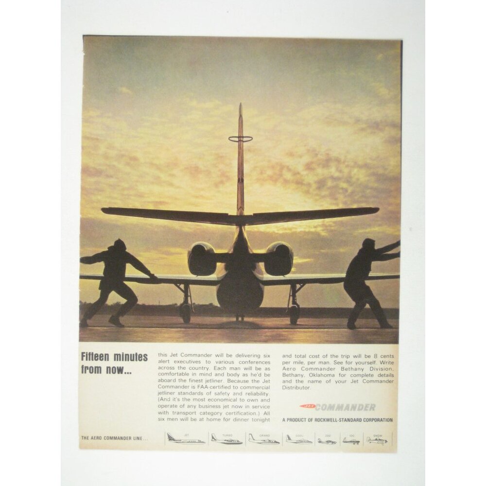 Aero Commander Fifteen Minutes Now Jet Commander Vintage Print Ad 1960s